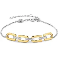 Ti sento tvåfärgat armband med fyrkatinga länkar 23032ZY