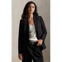 Ralph Lauren för kvinnor. 211907268002 Americakavaj i ull och svart elastan (38), Casual, Klassisk