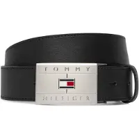 Tommy Hilfiger Bälte 'Flag Plaque' svart / silver