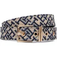 Tommy Hilfiger Bälte 'Double Keeper Buckle' kitt / marinblå / opal / guld