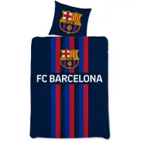 Licens FC Barcelona sängkläder - 100% bomull - Barnsängkläder 150x210 cm - Fotbollssängkläder
