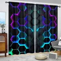 Household supplies MH 2 st Futurism Hexagonal Art Tryckt Gardin för Heminredning - Stångficka Fönsterbehandling för Sovrum, Kontor, Kök, Vardagsrum 75cmX165cmX2pcs