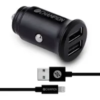 Ginza.se Champion: Billaddare 24W + USB-A till Lightning Kabel Svart