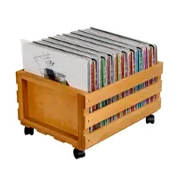 OK Sales Wooden Crate on Wheels Light Wood