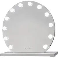 Glow Up - Makeup Artist Mirror - Round w. 12 LED Lamps - White