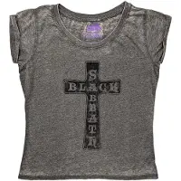 Ginza.se Black Sabbath: Ladies Burnout T-Shirt/Vintage Cross (Charcoal Grey) (Large)