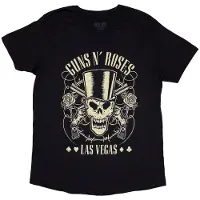 Ginza.se Guns N Roses: Guns N' Roses Ladies T-Shirt/Top Hat, Skull & Pistols Las Vegas (Black) (Large)