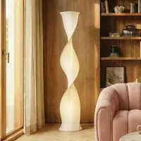 LUCANDE LED golvlampa Novelle , dimbar, Vitt / opal, Vardagsrum / matsal, Syntetmaterial, Design, LED-golvlampa