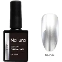 Nailura - Chrome Base Silver Gel - Silver - 10 ml