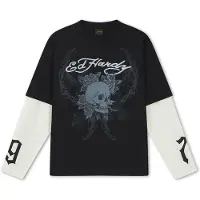 Ed Hardy T-shirt '1971 Skull' duvblÄ / svart / vit