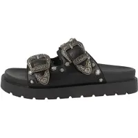 Buffalo Raya Ari West Läder Kvinnors Svarta Sandaler
