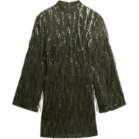 Superdry för kvinnor. W8011989A Grön miniklänning med paljetter och fransar (XS), Parti, Polyester, Lång ärm
