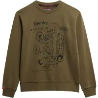 Superdry för män. M2014249A Tokyo Narrative Lösa sweatshirt brun grönaktig brun (M), Casual, Bomull