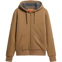 Superdry för män. M2013749A Hoodie med huva med dragkedja och brunt fleecefoder (L), Casual, Bomull, Hållbar