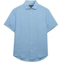 Superdry för män. M4011104A Skjorta Riviera ljusblå (XXL), Casual, Lino, Kort ärm