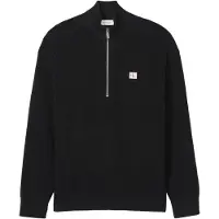 Ck Jeans Tröja 'Waffle Quarter-zip' svart / vit