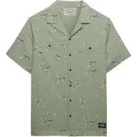 Superdry för män. M4011130A Grön tryckt skjorta (XL), Casual, Bomull, Kort ärm