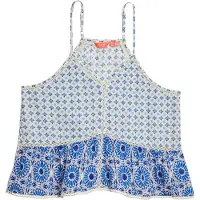 Superdry för kvinnor. W6011647A Vintage Cami topp blå (XL), Casual, Polyester, Ärmlös / Hängselbyxor