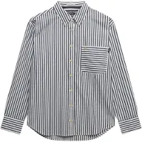 Superdry för kvinnor. W4010541A Relaxed Poplin Shirt marinblå (XS), Casual, Bomull, Lång ärm, Marino
