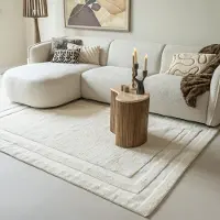 Studio Clarice Ullmatta | Judith Border gräddvit hos Volero | 160x230cm | Ull | Enfärgad | Rektangulär | Hög lugg