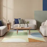 FRAAI Geometrisk matta | Swing Shapes blå/grön hos Volero | 80x150cm | Polyester | Geometrisk | Rektangulär | Plattvävd