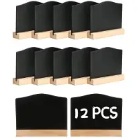 Typecat 12Pack Svarta Tavla Skyltar, KöK Anteckningar Krita Tavlor med StäLl 10X7,2 cm Small Blackboard Meddelande Bordsskiva