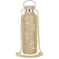 Melitt Diamond Rostfritt Stål Vattenflaska Portabel Glitter Strass Vattenflaska Crossbody Bling Termisk Kolv 600ml D