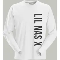 Ginza.se Lil Nas X: Unisex Long Sleeve T-Shirt/Vertical Text (White) (Small)