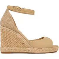 Tommy Hilfiger Logo Plaque Leather Wedge Heel Espadrilles
