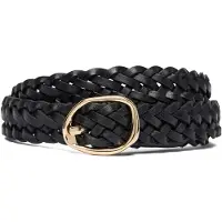 Tommy Hilfiger Sculpted Buckle Braided Leather Belt
