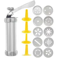 Wella Cookie Biscuit Press Maker med 10 Dekorativa Stencilskivor Kakform Bakverk-Spruta Muffinsdessert Enkel Att Använda