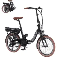 Electric Ride SPATIAL 2002 Terrängvuxen Elcykel Med Passagerarsäte 250W Motor 36V10.4Ah Batteri 20 Tum Vägdäck Stadspendling Vikbar Elcykel svart