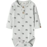 Lil´ Atelier Lil' Atelier Body l/ä - Rib - NbmLavo - Glacier Grå/Elephant - - 68 - Body L/Ä