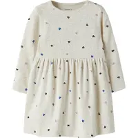 Name it Klänning - Rib - Noos - NmfNutti - Peyote Melange/Hearts - - 6 år (116) - Klänning