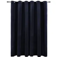 vidaXL Mörkläggningsgardin med metallringar sammet svart 290x245 cm
