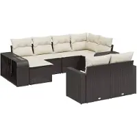 vidaXL Loungegrupp 10 delar med svarta dynor konstrotting