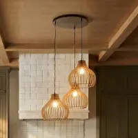 TEMAR LIGHTING Hänglampa Barrel , dimbar, Ljust trä, Vardagsrum / matsal, Trä, Lantlig / rustik, Pendellampa