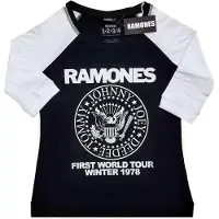 Ginza.se Ramones: Ladies Raglan T-Shirt/First World Tour 1978 (Black & White) (XXXX-Large)