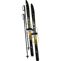 Edsbyn Kids' Ski Set with Cable Binding+Poles Black/yellow
