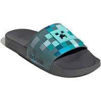 Adidas Pantolette 'ADILETTE - MINECRAFT' turkos / himmelsblå / antracit / grön