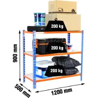 Simonclick Maderclick Megaplus 3/500 900 Metallhylla 900x1200x500 Mm