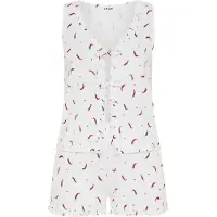LASCANA Kort pyjamas smaragd / röd / vit