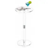 Vevor Akryl drinkbord, klart sidobord runt med solid stolpe, modernt akryl tårtbordsställ, transparent sidobord för kaffe, dryck, mat, snacks, enkel montering, 25,4 x 25,4 x 54 cm (klar)