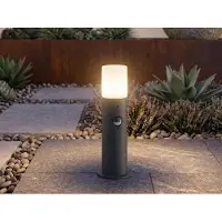 TRIO Lighting Praktisk sockellampa Hoosic med sensor, Svart, Aluminium / grå / zink, Modern