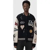 AllSaints Kofta 'CHASE' kräm / duvblå / mörkröd / svart