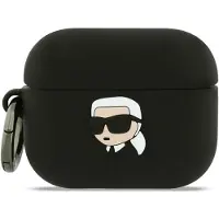 Karl Lagerfeld silikonfodral med Karl-huvud i 3D för AirPods Pro 3 – svart
