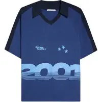 Bershka T-shirt marinblå / himmelsblå / mörkblå