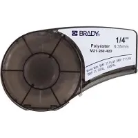 Brady M21-250-423 polyestertejp | svart text - vit tejp | 6,35mm x 6,40m (original)