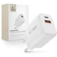 TechProtection NCA45W-GAN 2-portars laddare 45W - USB-C/USB-A - Vit