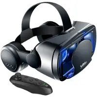 QINQING 3D VR Smart Glasögon Headset Virtual Reality Hjälm Smartphone Helskärmsseende Vidvinkellins med Controller Headset 7 tum Y1 svart
